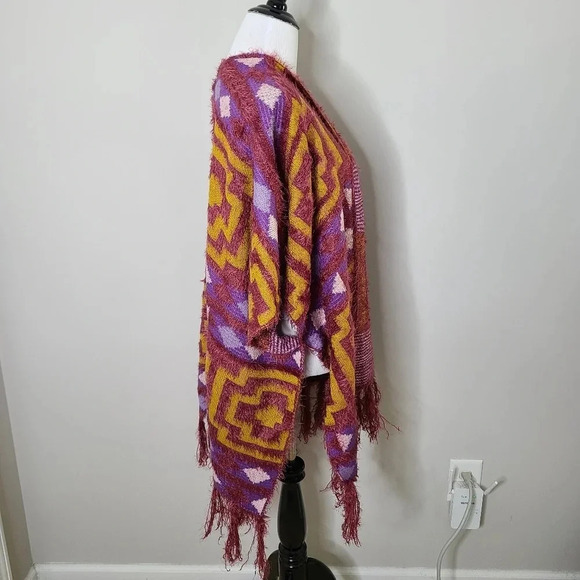 NWT Free People Purple Diamondback Fringe Kimono Cardigan OS - Picture 6 of 9